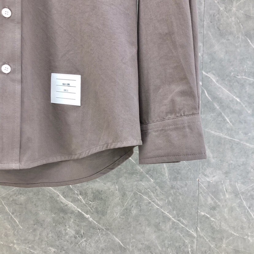 THOM BROWNE Classic Cotton Shirt Collection in Almond and Hidden Blue Shades - 图片 6
