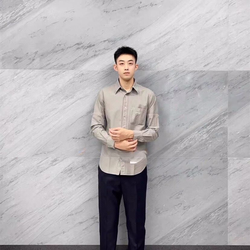 THOM BROWNE Exclusive Cotton-Slashed Long-Sleeve Shirt in Almond and Hidden Blue - 图片 9