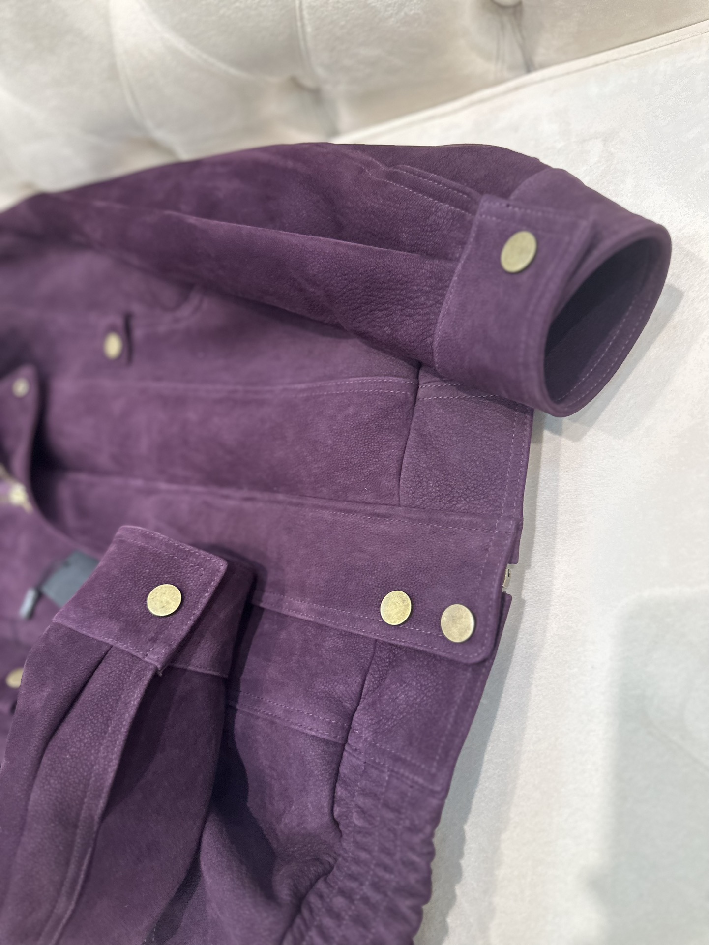 Title: Saint Laurent P2880 Female Goat Skin Coat 2025 AW Summary: Custom-made hard-core female suit with dust bag, coloured grapeseed goatee coat, 100% goat skin - 图片 6