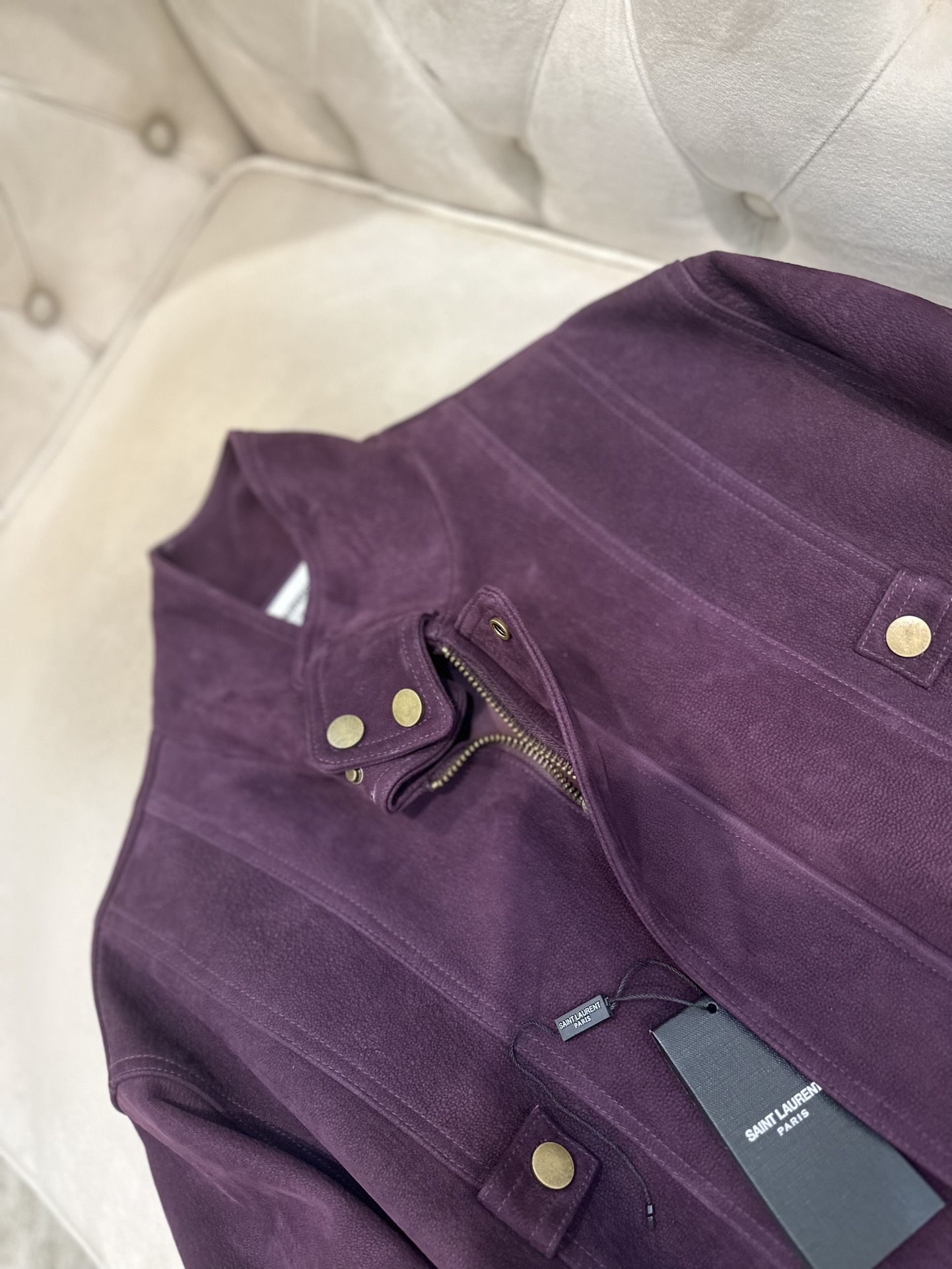 Title: Saint Laurent P2880 Female Goat Skin Coat 2025 AW Summary: Custom-made hard-core female suit with dust bag, coloured grapeseed goatee coat, 100% goat skin - 图片 7