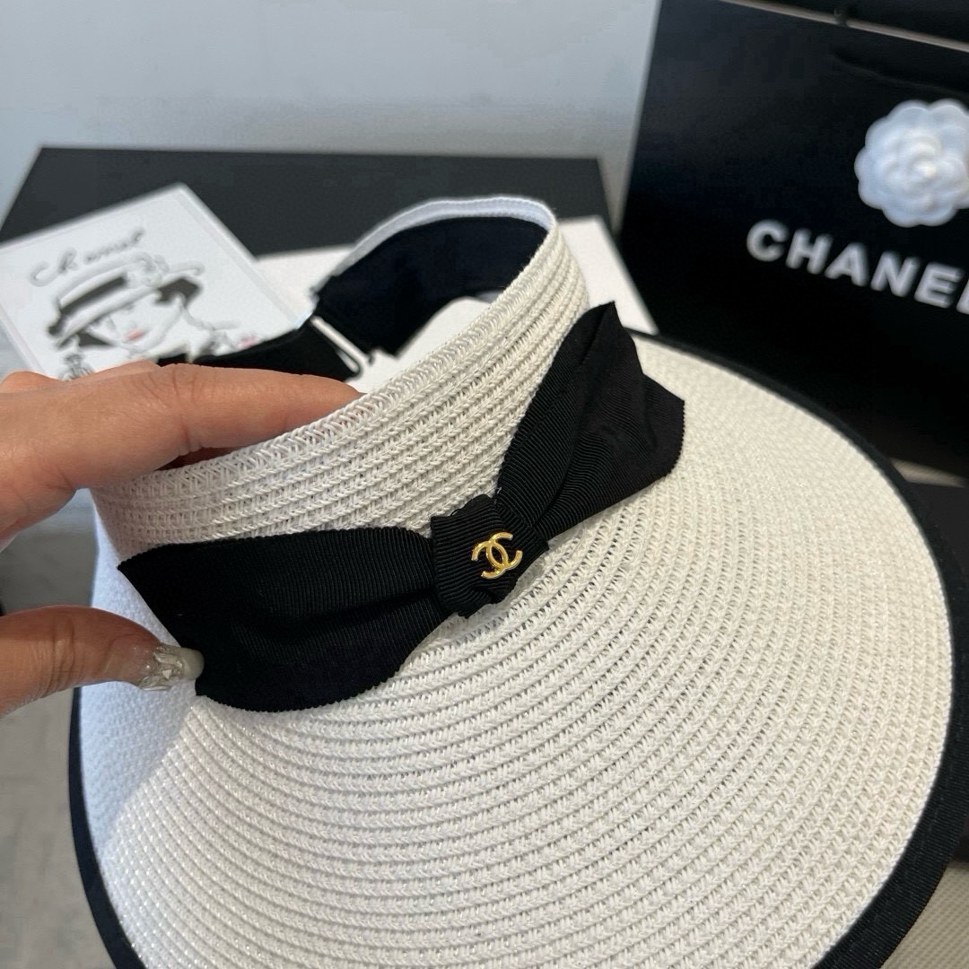 🆕

Chanel香奈儿蝴蝶结遮阳帽，空顶草帽，可调节