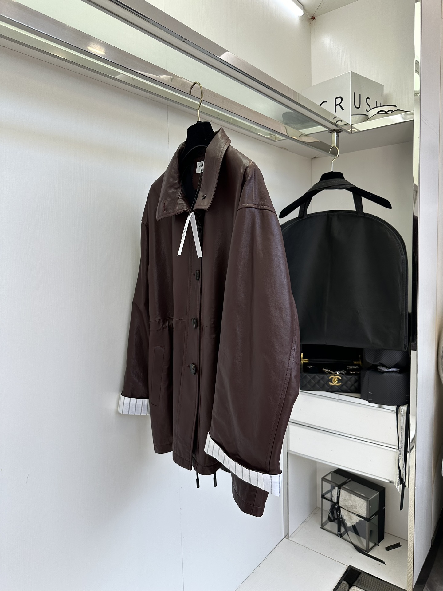 Women's Lambskin Leather Jacket with Striped Sleeve Detail - Stylish & Comfortable 4 i1754364696 1590 2