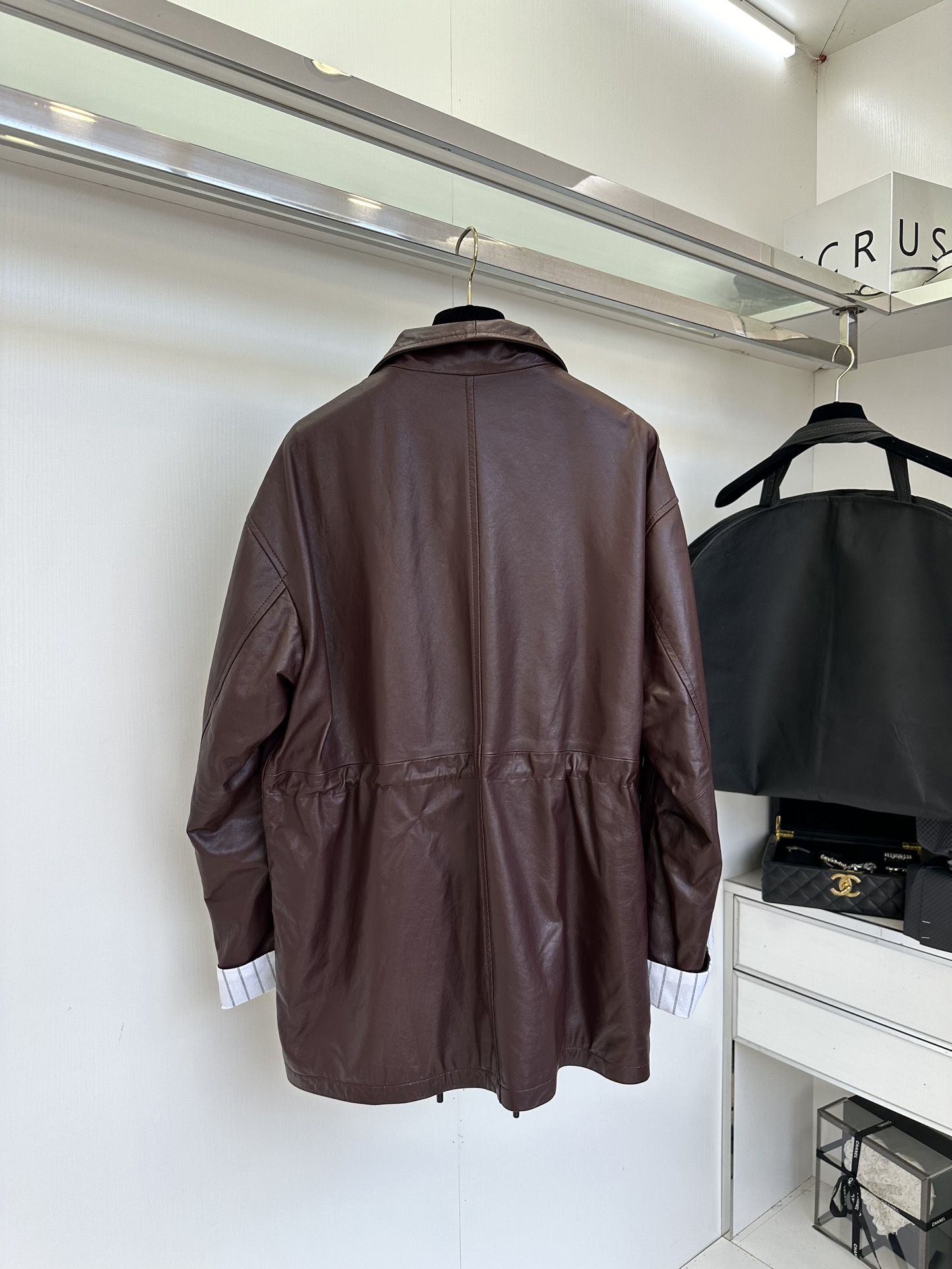 Women's Lambskin Leather Jacket with Striped Sleeve Detail - Stylish & Comfortable 3 i1754364696 6154 1