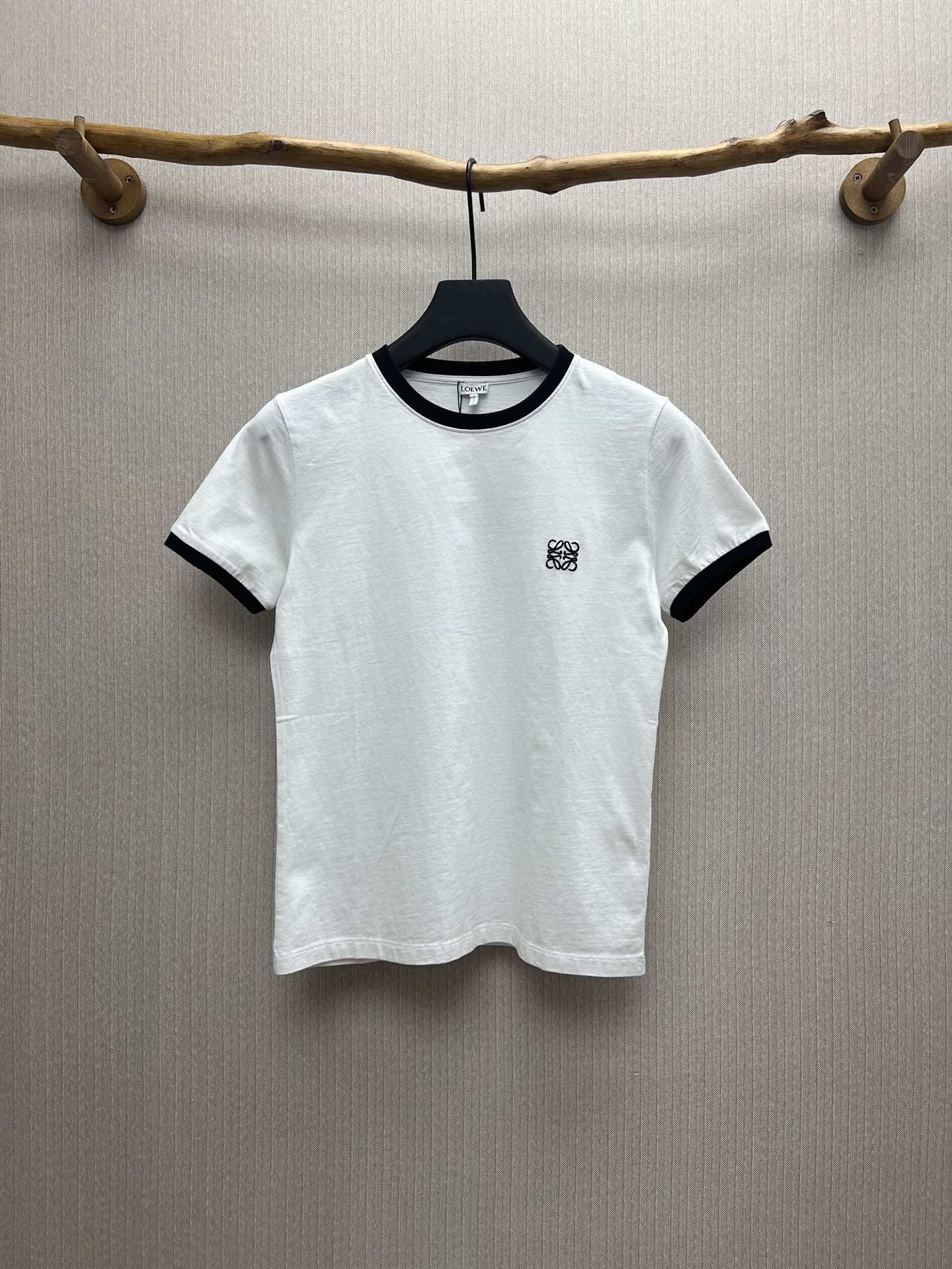 🅿️130 Loewe 25ss camiseta de cuello redondo de algodón con logo Anagram estampado, mujer, blanco, versión alta, tallas…