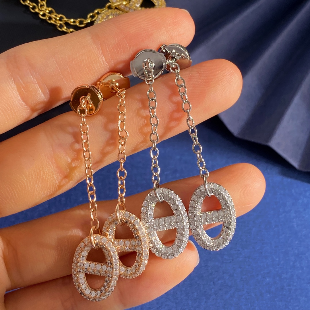 Emasher Hermes Pig Nose Earrings: Brass, Gold, Silver, Long Ear Nails, Lightweight (5.6g) - 图片 7