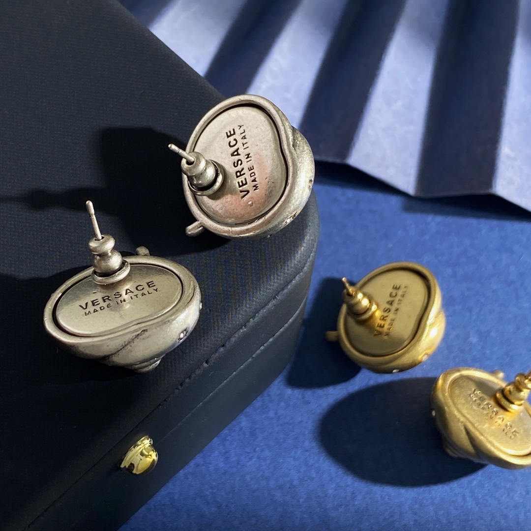 Versace-designed Snail Field Earring with Brass and Silver, 23g, 2cm Size - 图片 2