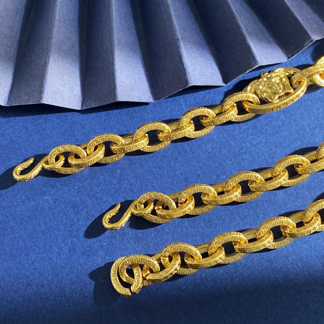 Versace Brass Chain and Handcuff Set – VS92, 34.5g Bracelet, 74g Necklace - 图片 7