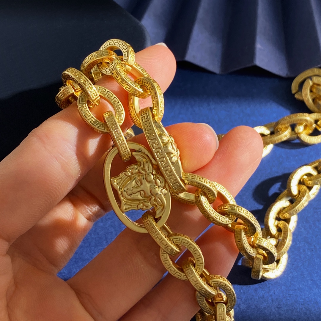 Versace Brass Chain and Handcuff Set – VS92, 34.5g Bracelet, 74g Necklace - 图片 9