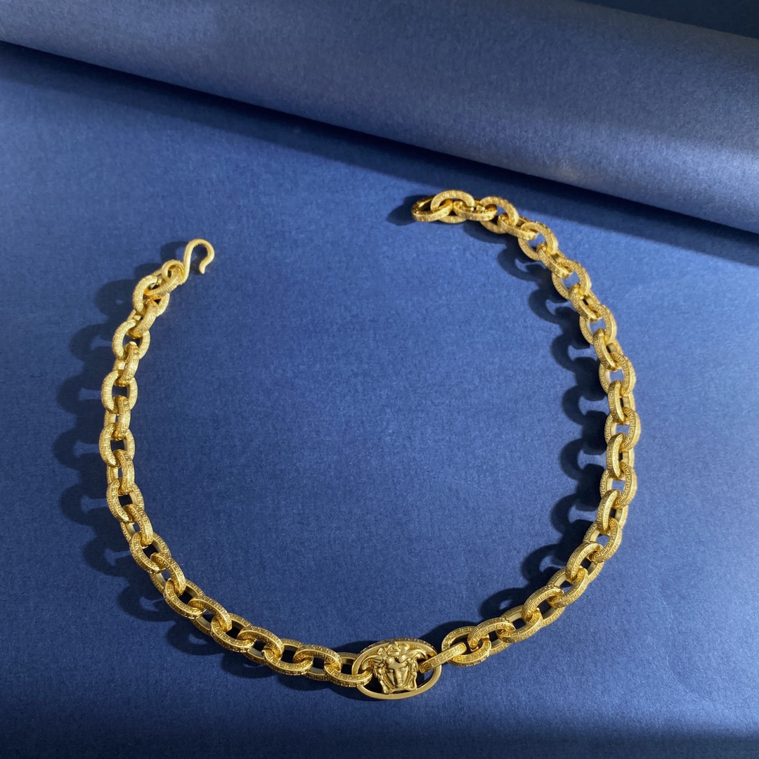 Versace Brass Chain and Handcuff Set – VS92, 34.5g Bracelet, 74g Necklace - 图片 3