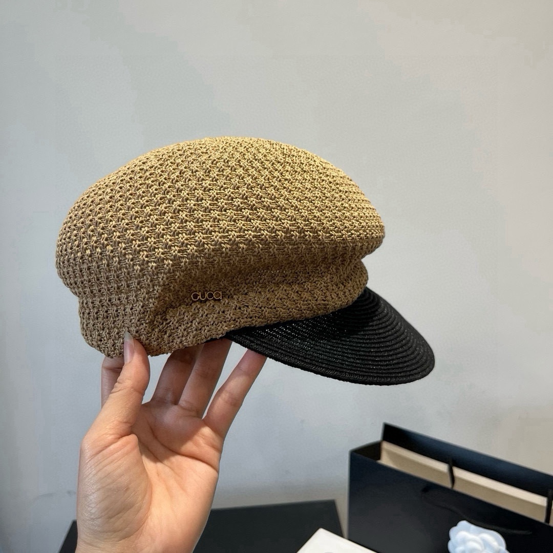 🆕

古奇新款鸭舌军帽，骑士帽，头围57cm