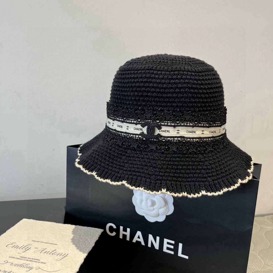 🆕

Chanel香奈儿针织手钩渔夫帽，波浪边小礼帽，头围57cm