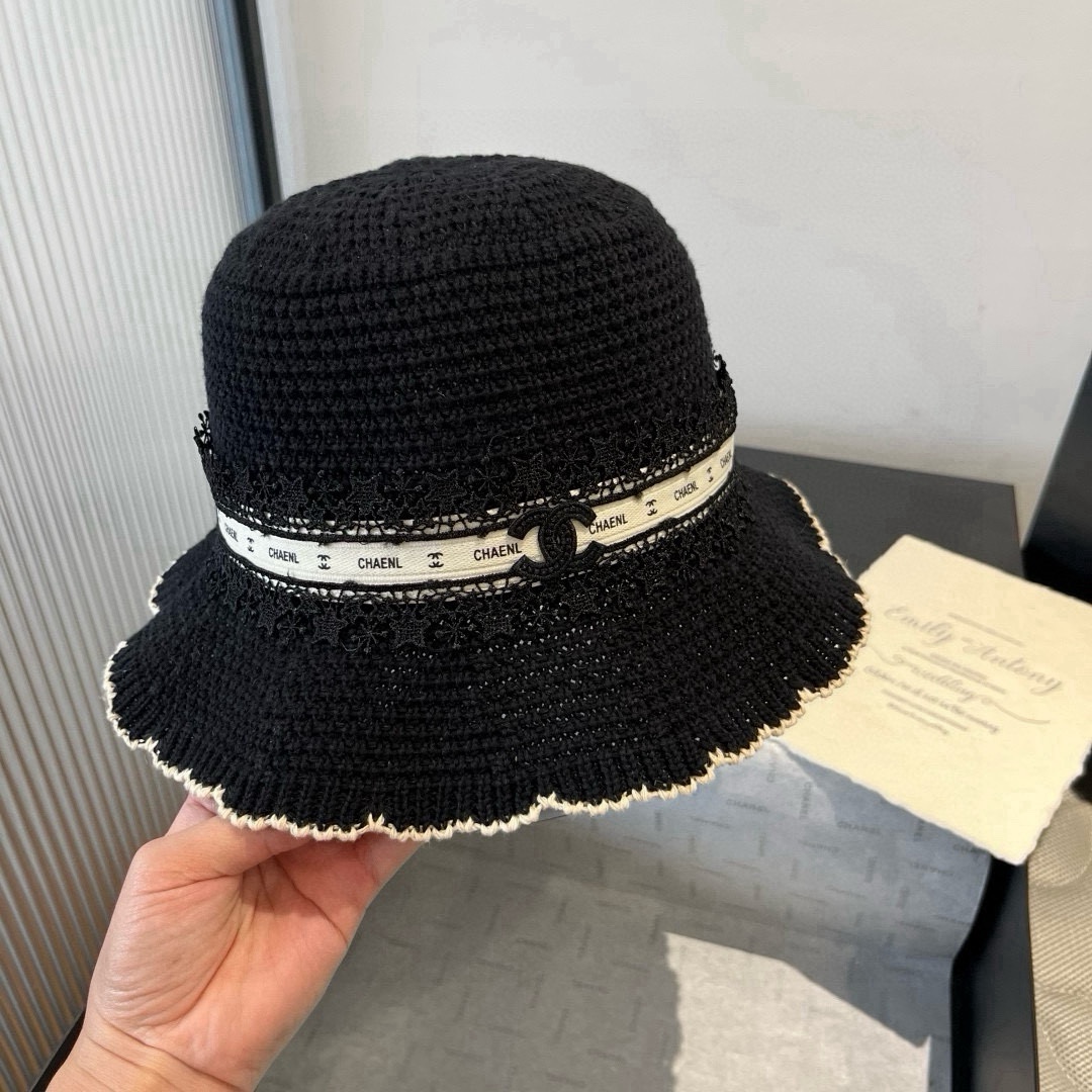 🆕

Chanel香奈儿针织手钩渔夫帽，波浪边小礼帽，头围57cm