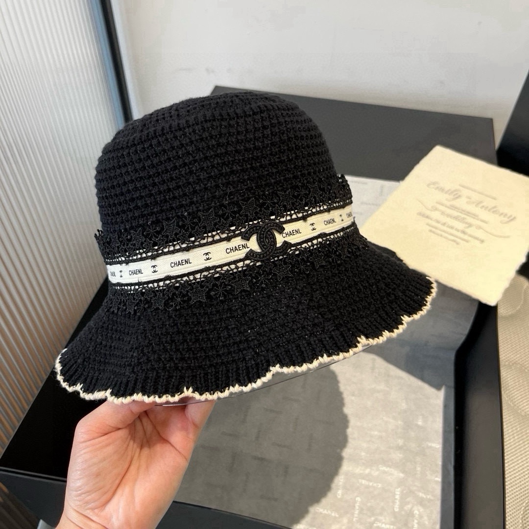 🆕

Chanel香奈儿针织手钩渔夫帽，波浪边小礼帽，头围57cm