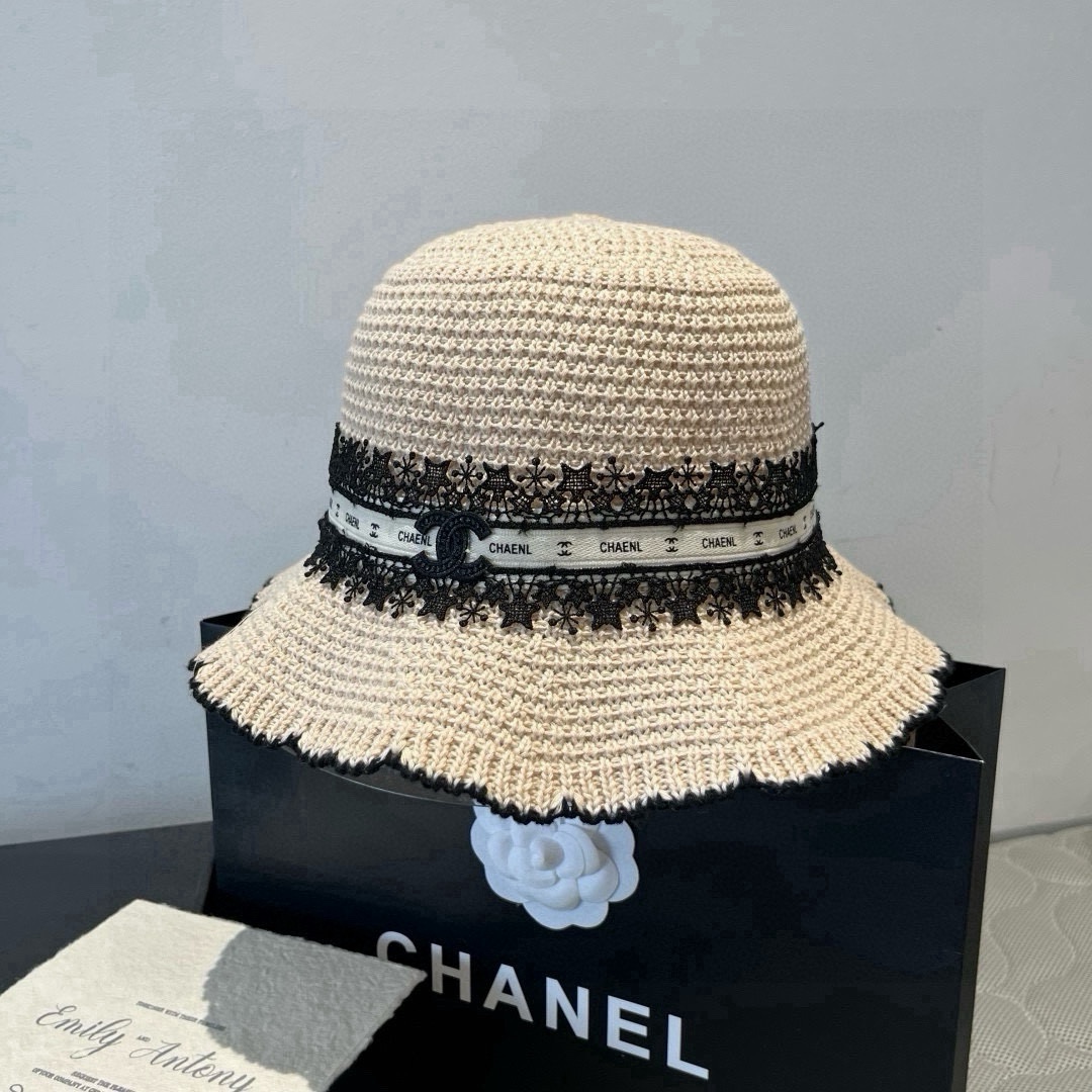 🆕

Chanel香奈儿针织手钩渔夫帽，波浪边小礼帽，头围57cm