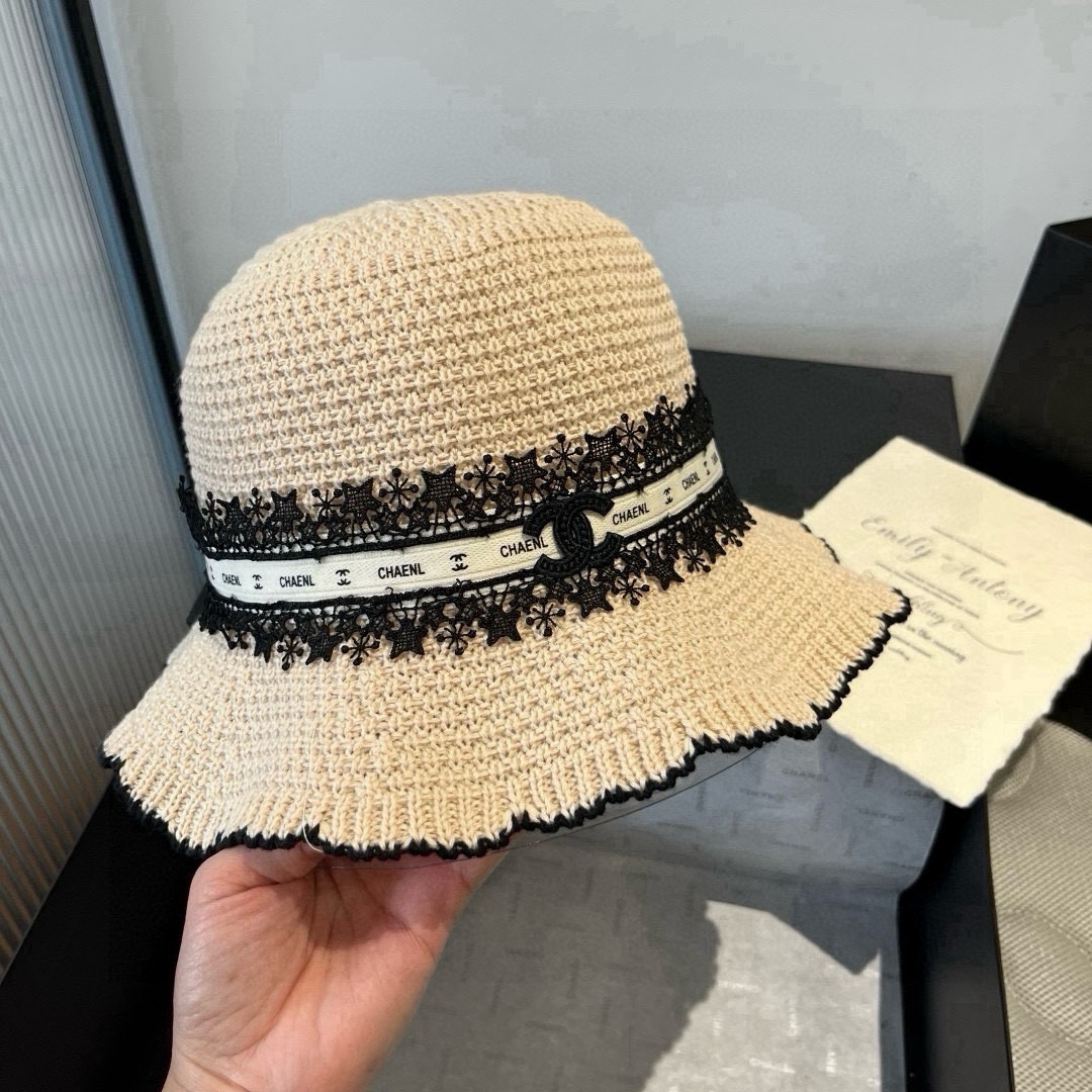 🆕

Chanel香奈儿针织手钩渔夫帽，波浪边小礼帽，头围57cm