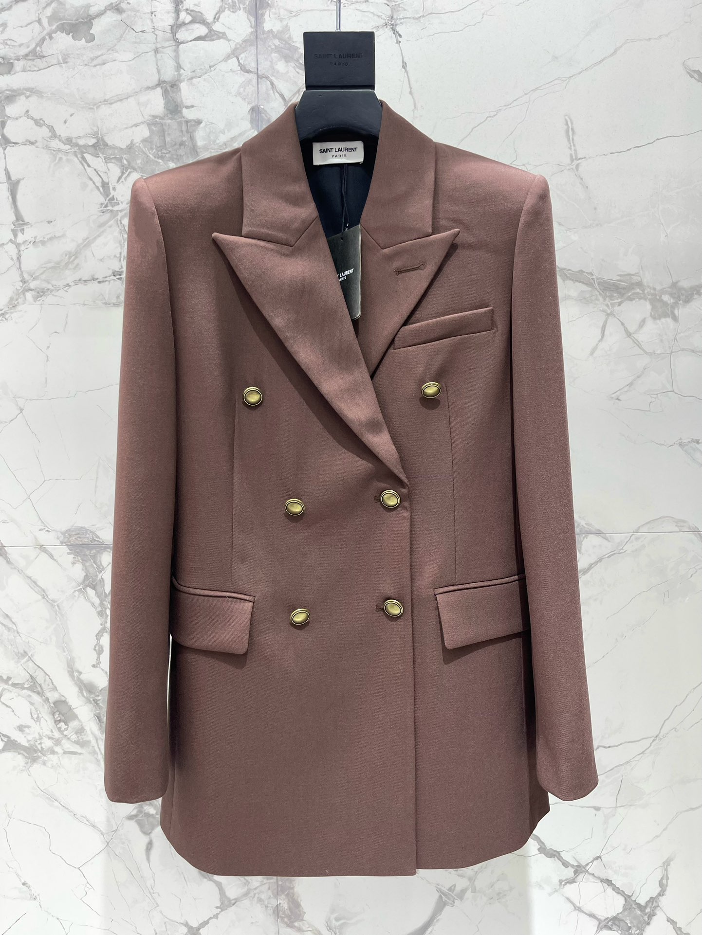 Женский двубортный пиджак Saint Laurent из шерсти