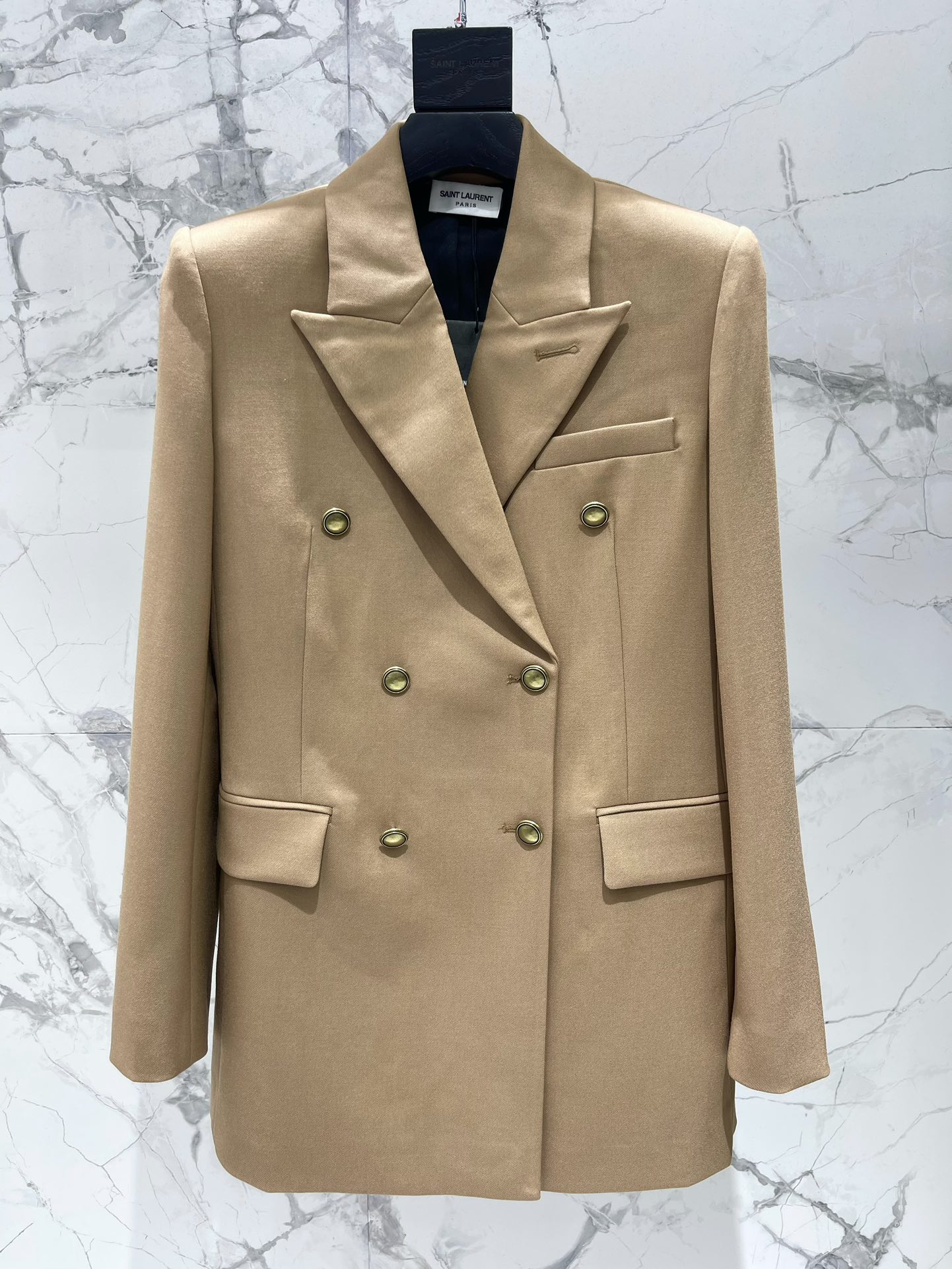 Женский пиджак Saint Laurent бежевый двубортный