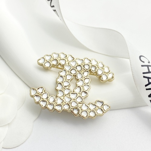 Chanel Double CC Heart Rhinestone Brooch, Gold-tone Finish 1 Chanel Double CC Heart Rhinestone Brooch, Gold-tone Finish