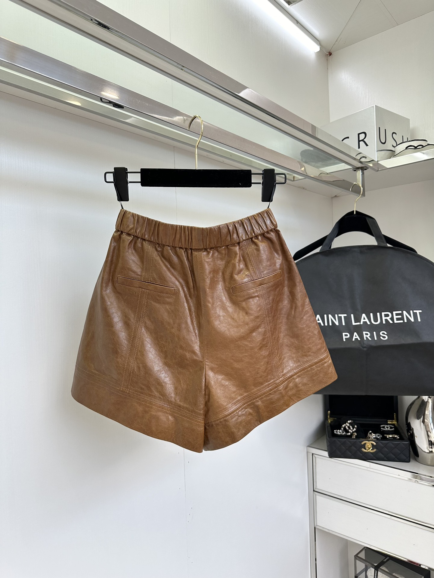 Women's Lambskin A-Line Shorts with Elastic Waist - Chic & Comfortable 4 i1754621269 5078 2