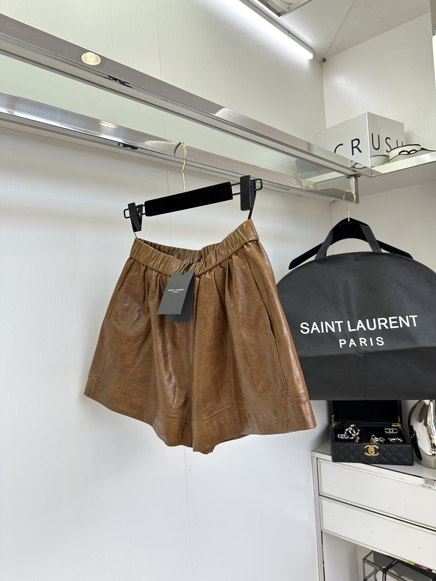 Women's Lambskin A-Line Shorts with Elastic Waist - Chic & Comfortable 3 i1754621269 8101 1