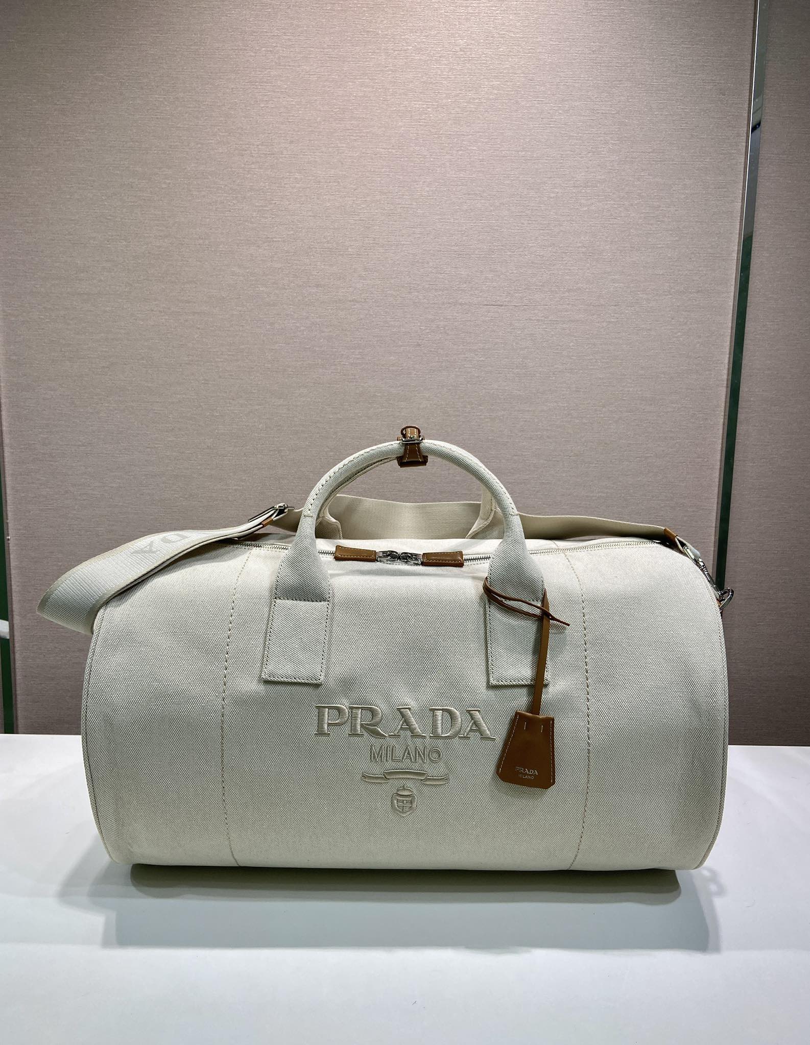 Prada Canvas Travel Bag with Leather Details - Spacious & Stylish 2 i1754633468 3482 0
