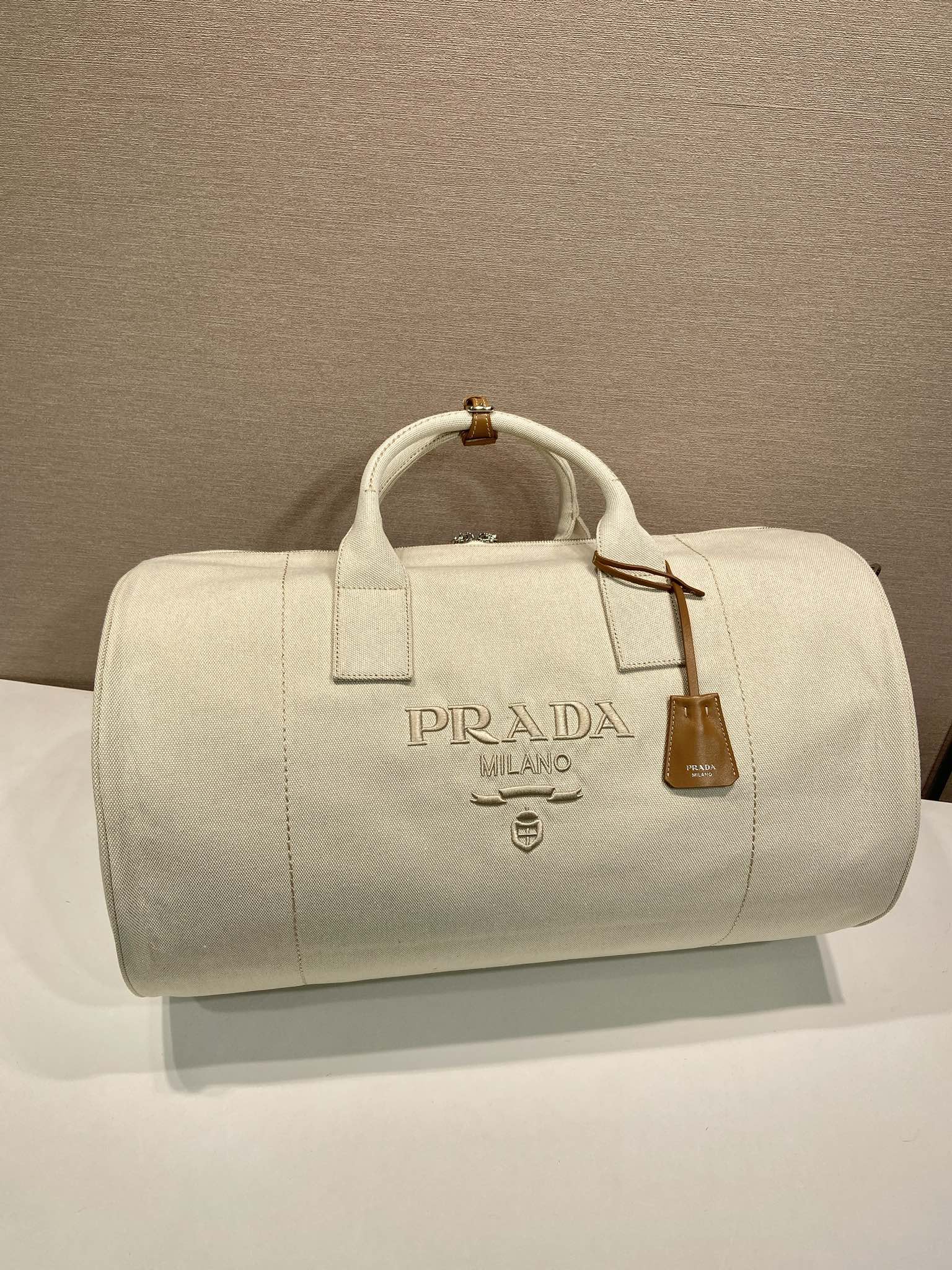 Prada Canvas Travel Bag with Leather Details - Spacious & Stylish 3 i1754633468 5212 2