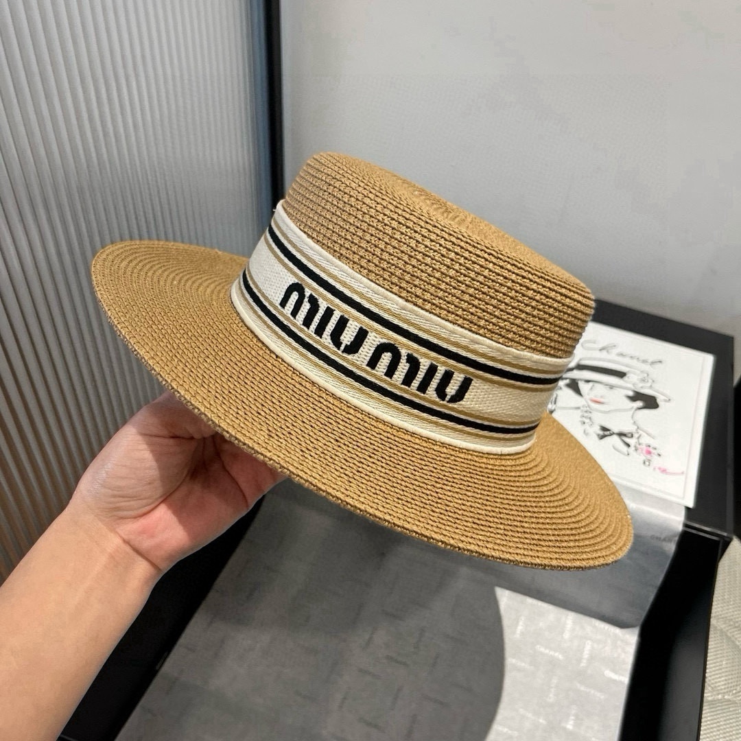 🆕

缪缪新款草帽，平顶礼帽台湾PP草，头围57cm
