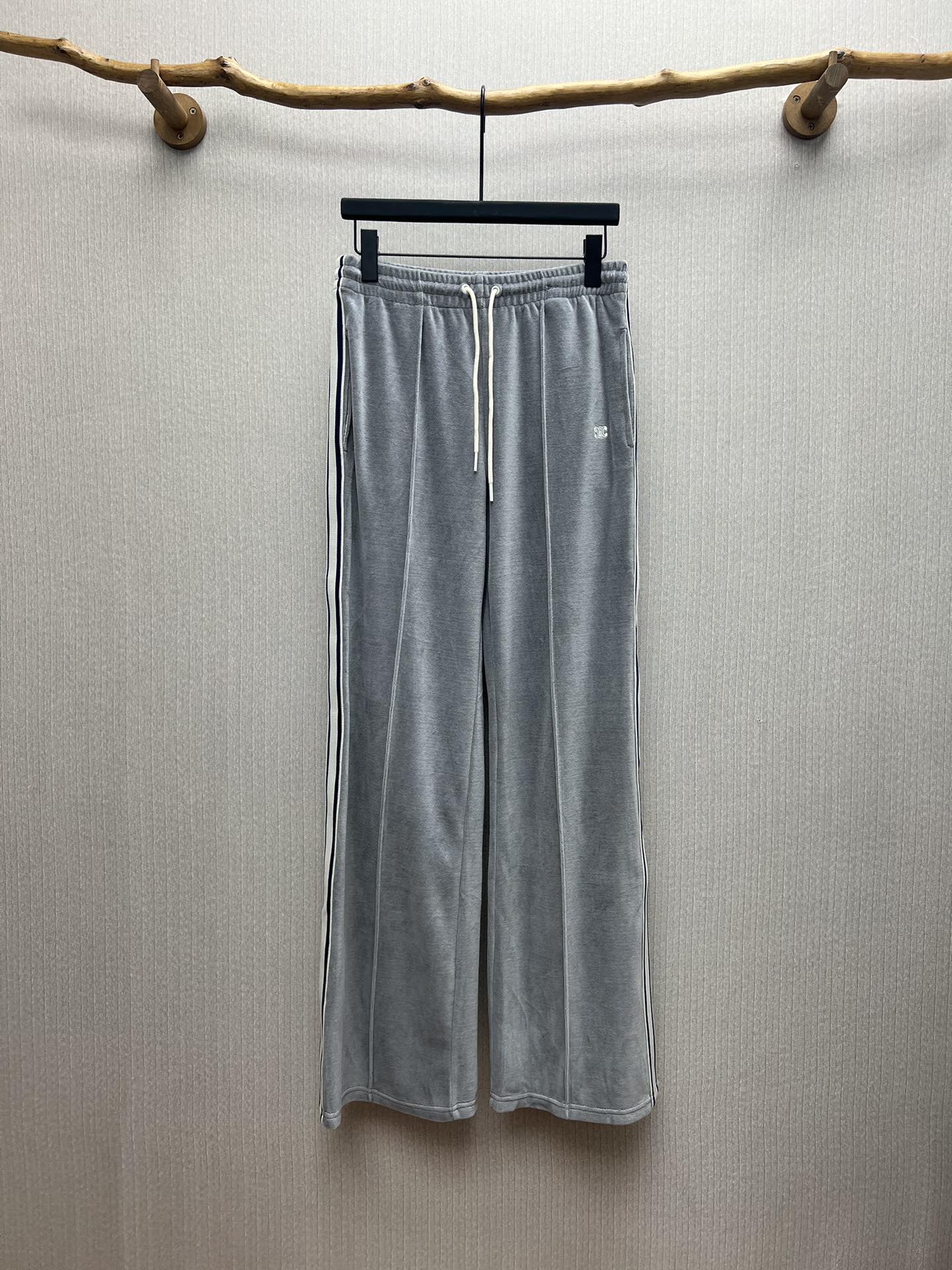 Celine 25ss nuevo pantalón deportivo de algodón y terciopelo, casual, mujer, versión alta. Tallas: S, M, L.