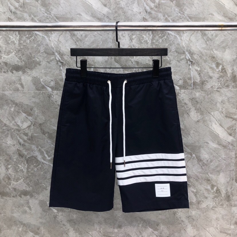 THOM BROWNE Classic Four-Bared Sandal Shorts in Gray, Tibetan Cyan, White, and Orange – Product Code 1-5 - 图片 1