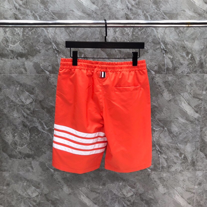 “THOM BROWNE Classic Four-Bared Sandal Shorts in Gray, Tibetan Cyan, White, and Orange – Code 1-5” - 图片 2