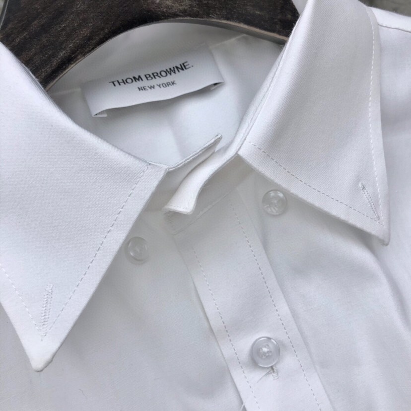 THOM BROWNE White Silk Double-Weave Long-Sleeve Shirt – Height Required - 图片 4