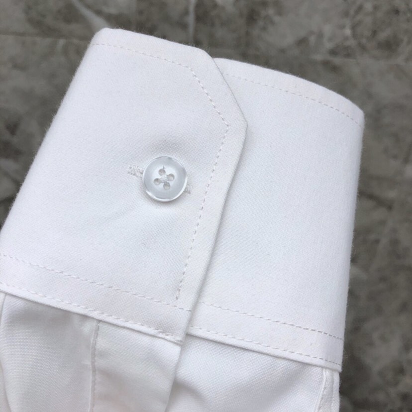 THOM BROWNE White Silk Double-Weave Long-Sleeve Shirt – Height Required - 图片 8