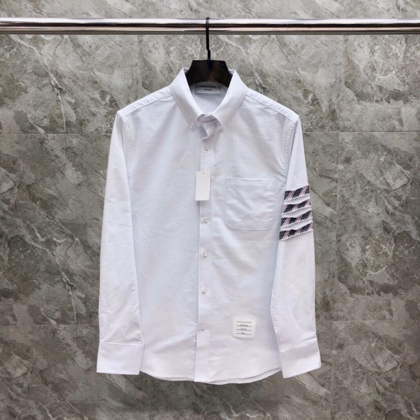 “THOM BROWNE White TB Sweet Long-Sleeve Shirt (Code 0-4)” - 图片 1