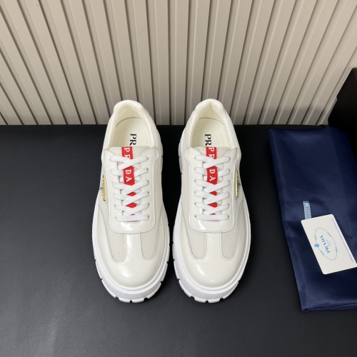 Prada Men's White Leather & Mesh Sneakers With Iconic Logo - Size 39-44 1 Prada Men's White Leather & Mesh Sneakers With Iconic Logo - Size 39-44