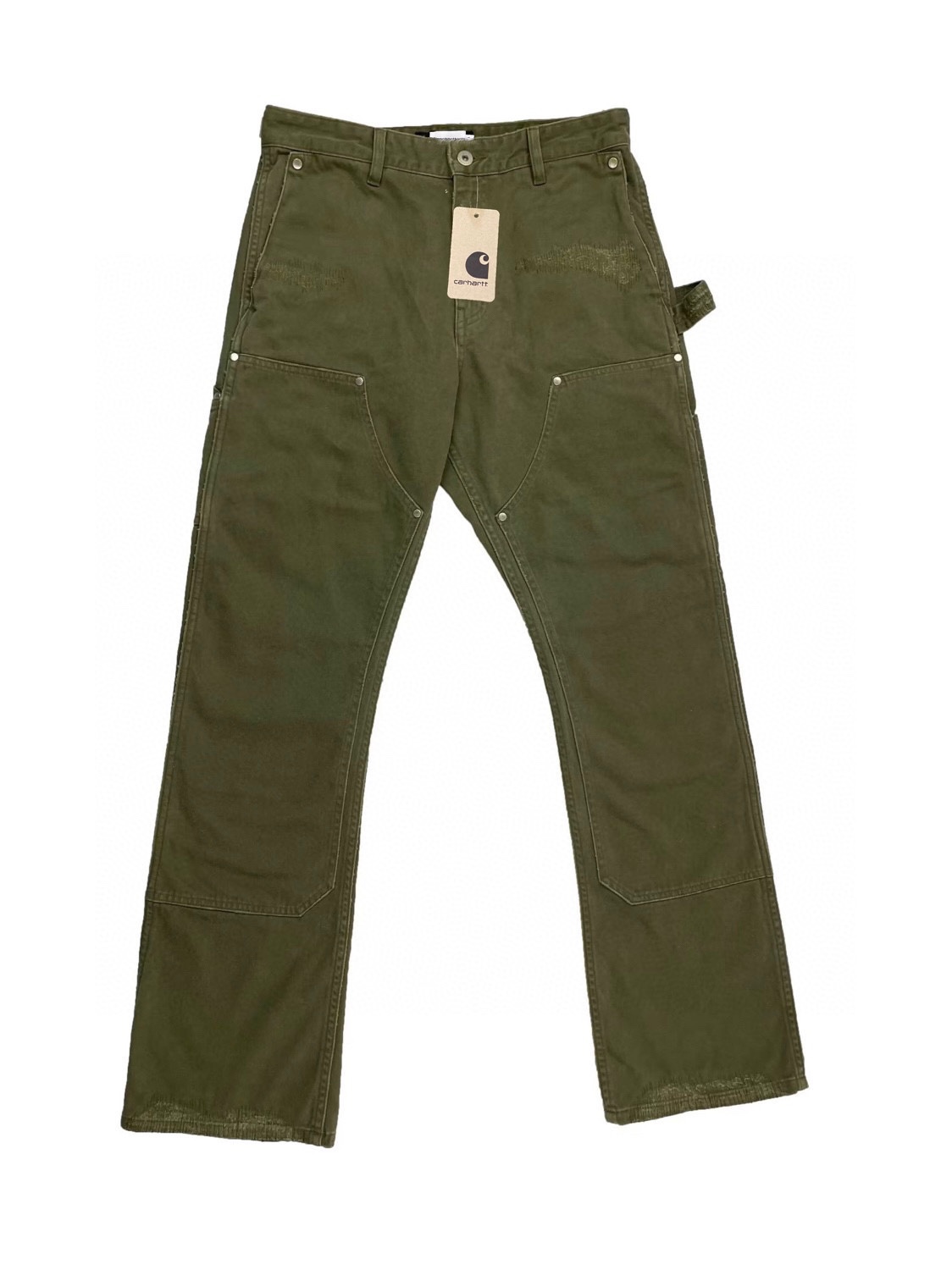 💰120
Carhart卡哈特 专柜品质高货实体质量绣标伐木裤重磅水洗做旧工装长裤情侣款
Color: 复古军绿  Size: M-XL
M 腰围78 臀围108 裤长108 (cm）
L 腰围79 臀围112 裤长109 (cm）
XL 腰围80 臀围116 裤长110 (cm）