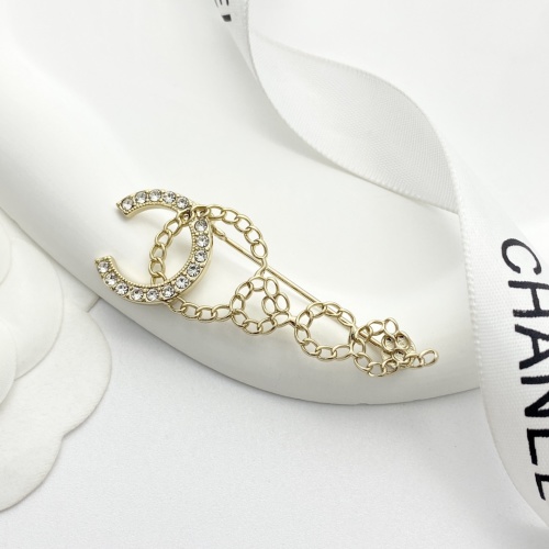 Chanel Asymmetrical Coco Letter Brooch in Gold with Rhinestones