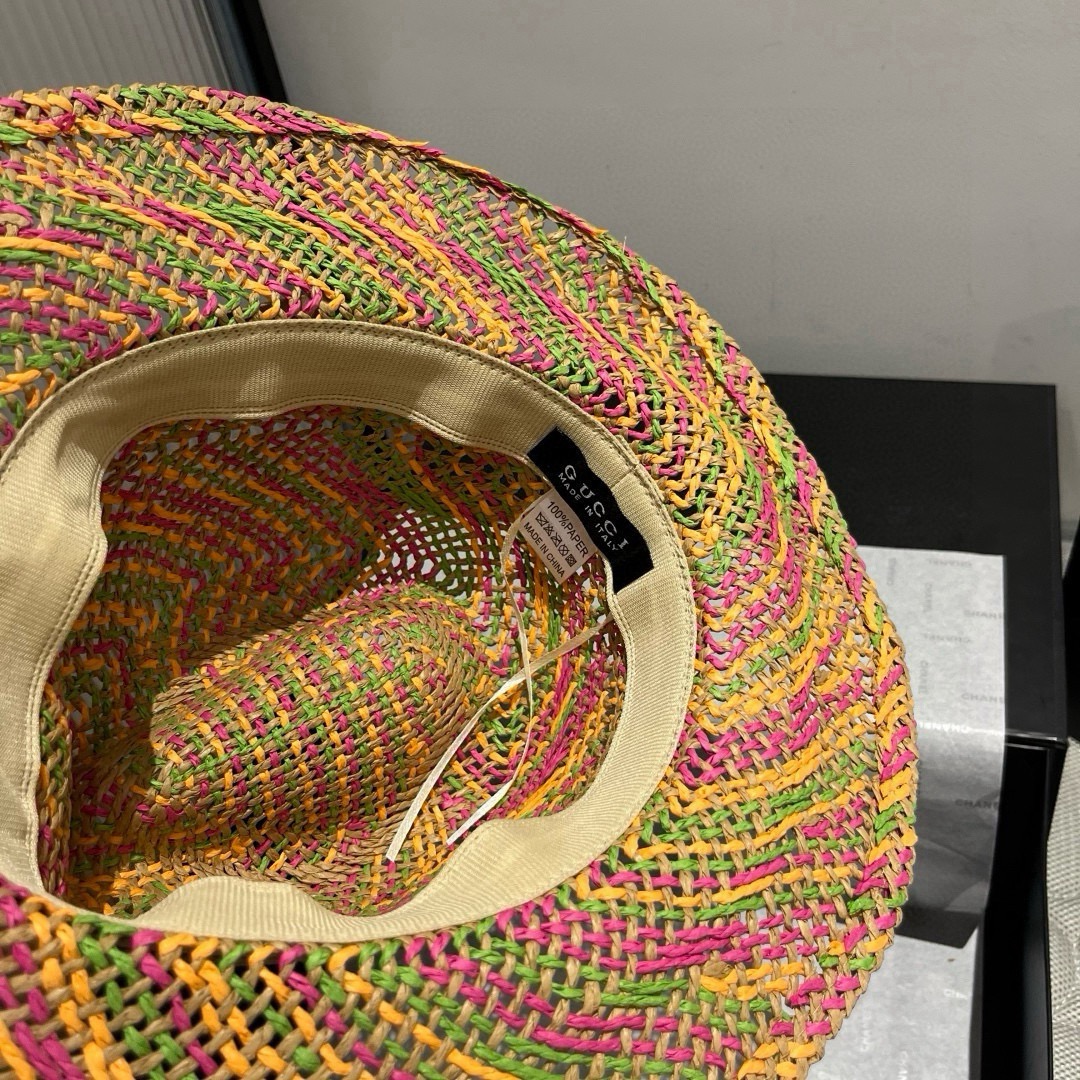 🆕

古奇新款拉菲草礼帽，天然草、轻盈搭配防风绳，头围57cm