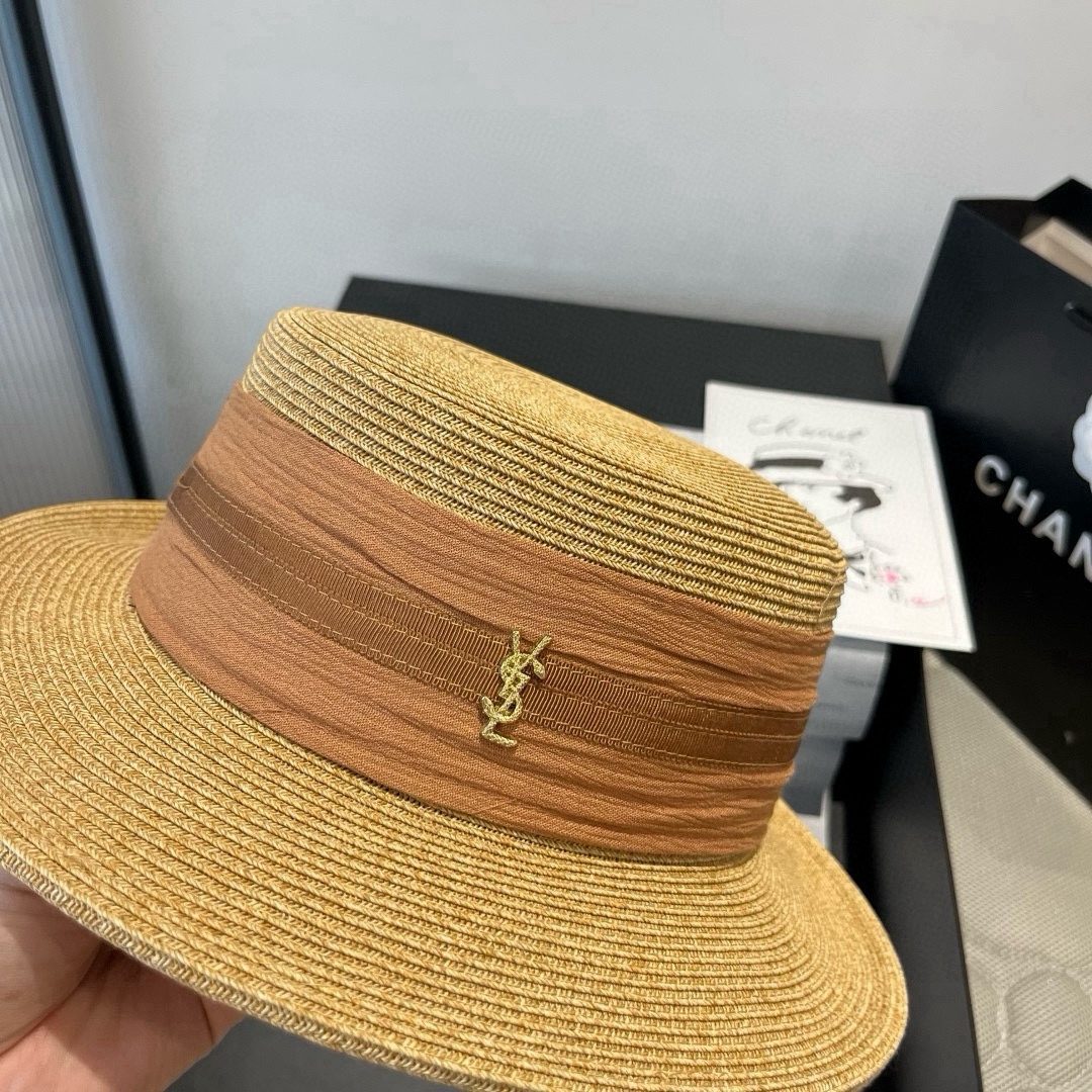 🆕

圣罗兰新款平顶遮阳帽，遮阳草帽，头围57cm