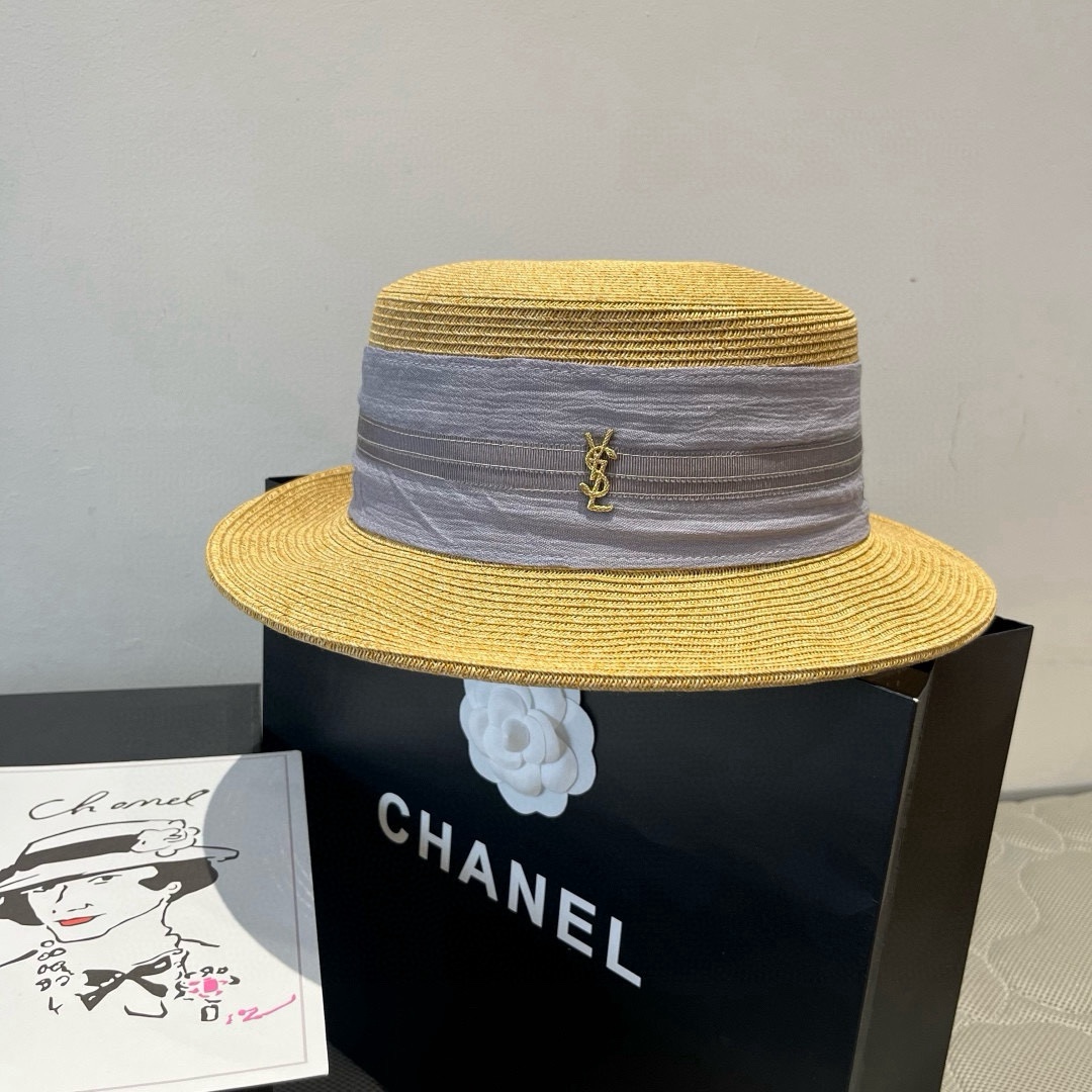 🆕

圣罗兰新款平顶遮阳帽，遮阳草帽，头围57cm