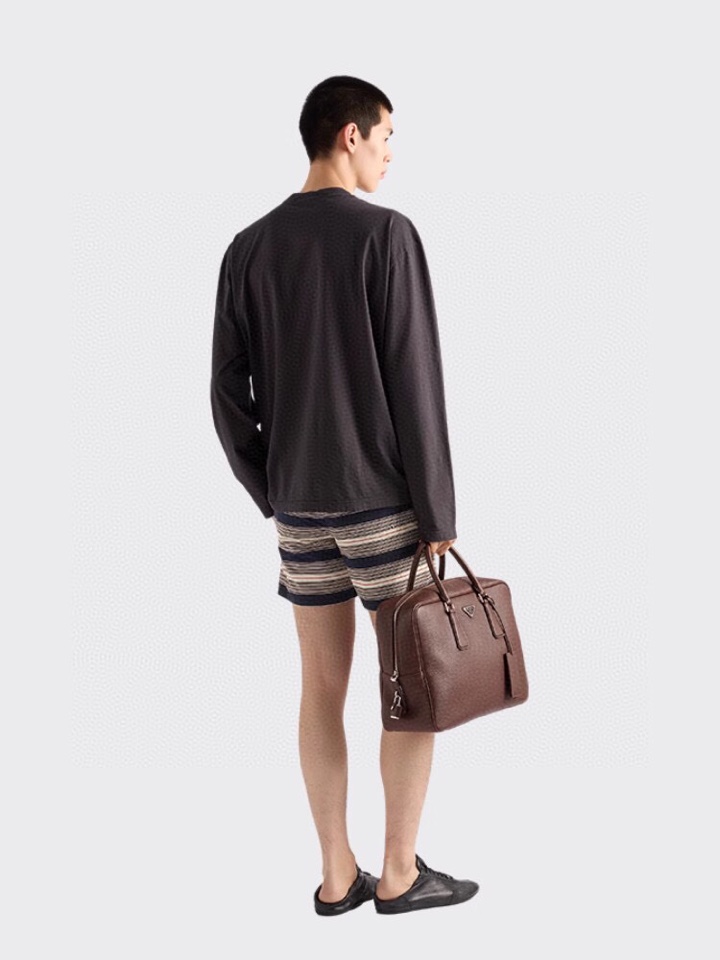 Prada 2025s Men’s Long-Sleeved Cotton T-Shirt Collection: Luxurious, Low-Key, Fine Tailoring, Various Styles - 图片 5
