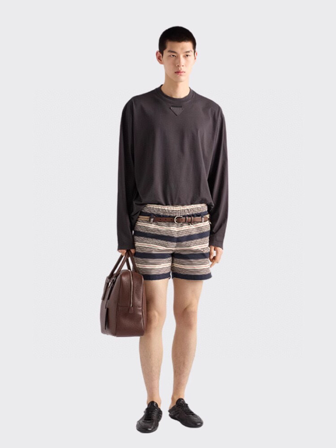 Prada 2025s Men’s Long-Sleeved Cotton T-Shirt Collection: Luxurious, Low-Key, Fine Tailoring, Various Styles - 图片 4