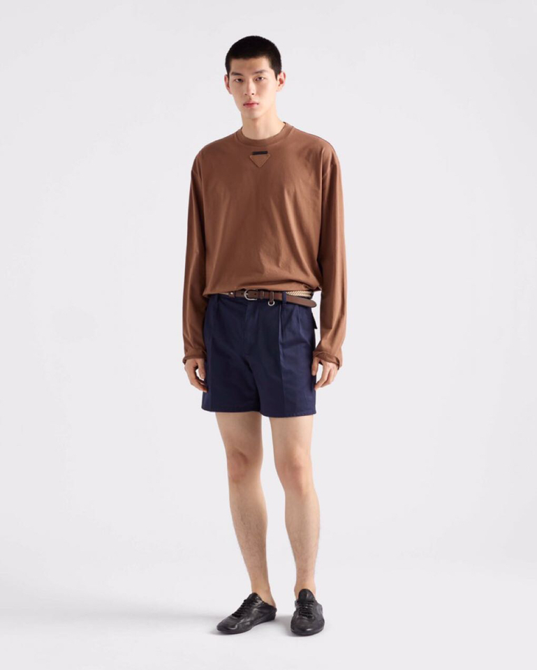 Prada 2025s Men’s Long-Sleeved T-Shirt in Blue Coffee, Luxurious and Stylish with Fine Tailoring. Sizes: 48-56. - 图片 4