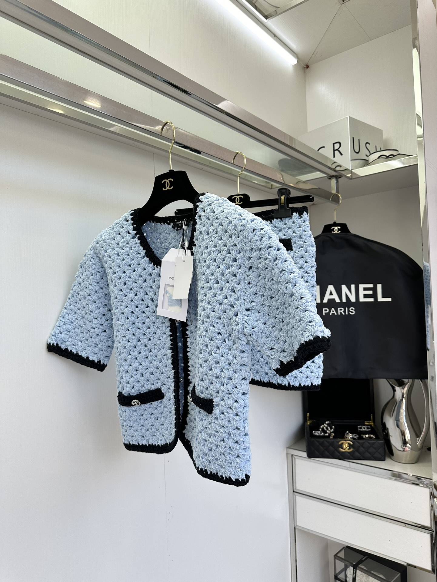 Chanel Inspired Handmade Crochet Knit Skirt and Cardigan Set 3 i1754795477 26 1