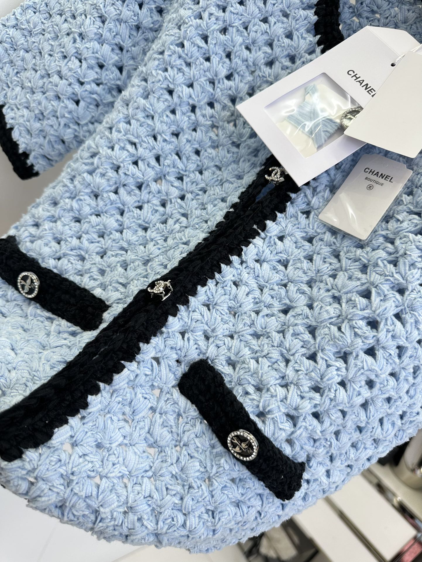 Chanel Inspired Handmade Crochet Knit Skirt and Cardigan Set 8 i1754795477 3884 6