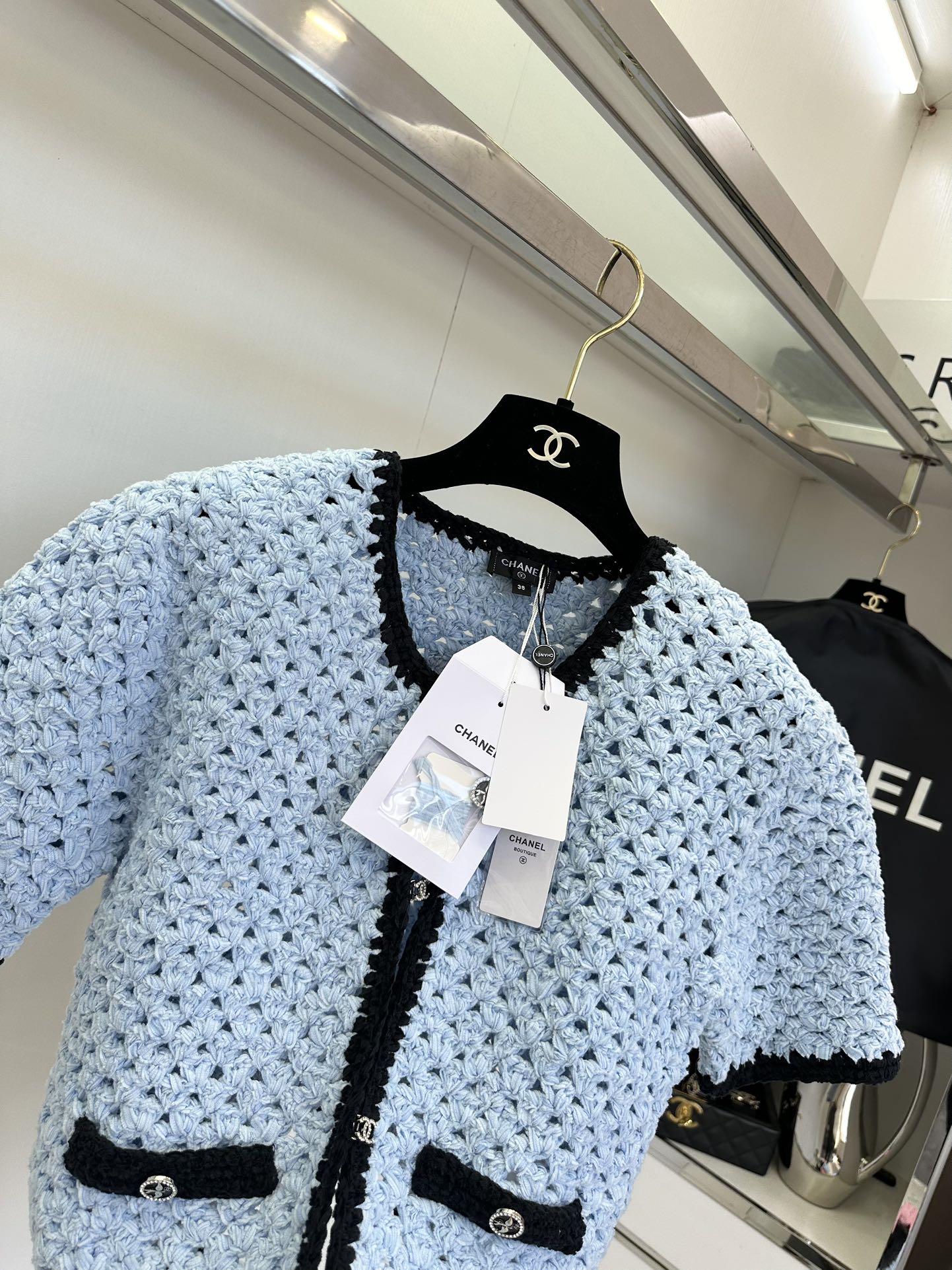 Chanel Inspired Handmade Crochet Knit Skirt and Cardigan Set 6 i1754795477 4639 4