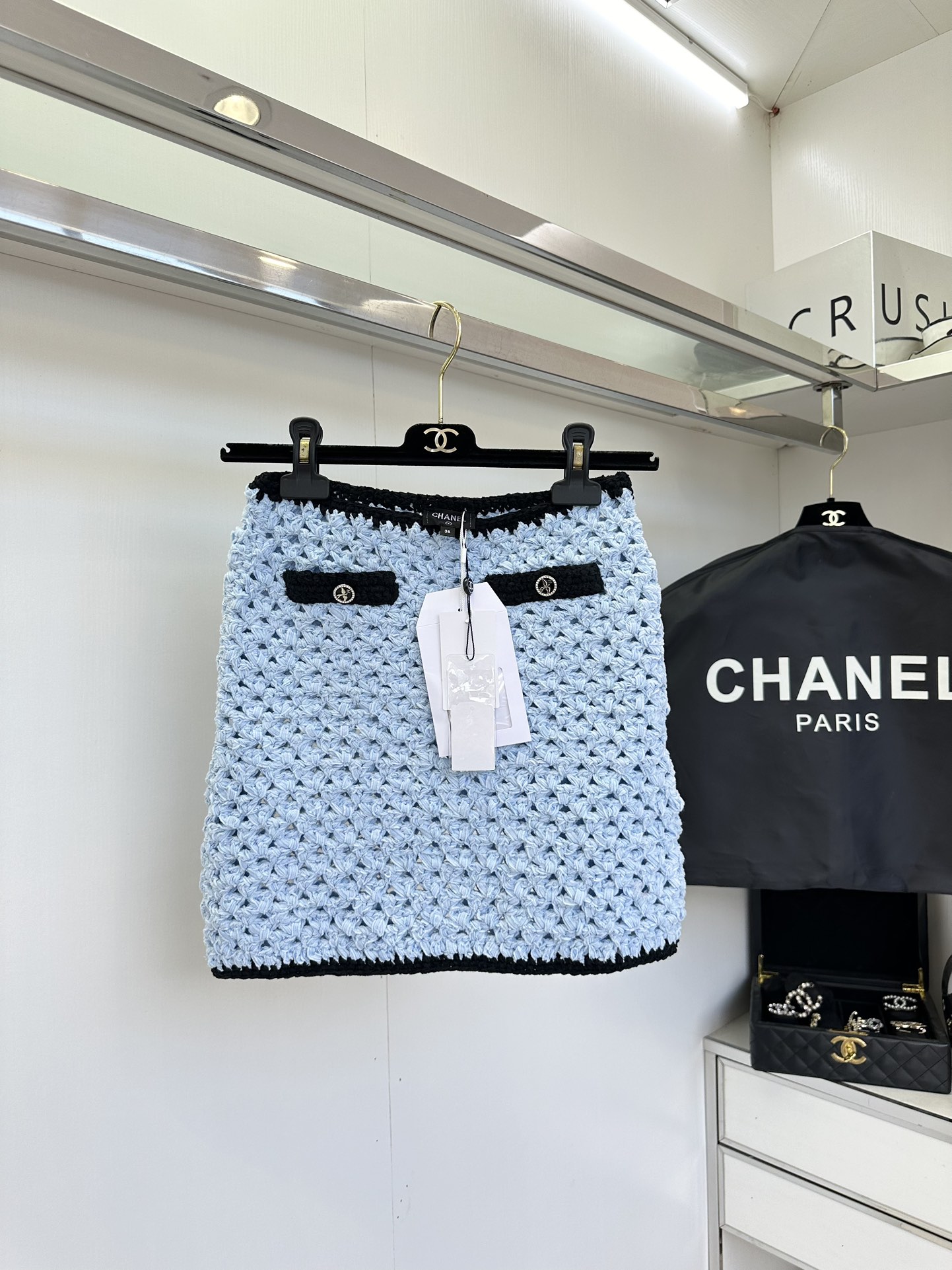 Chanel Inspired Handmade Crochet Knit Skirt and Cardigan Set 9 i1754795477 4680 7