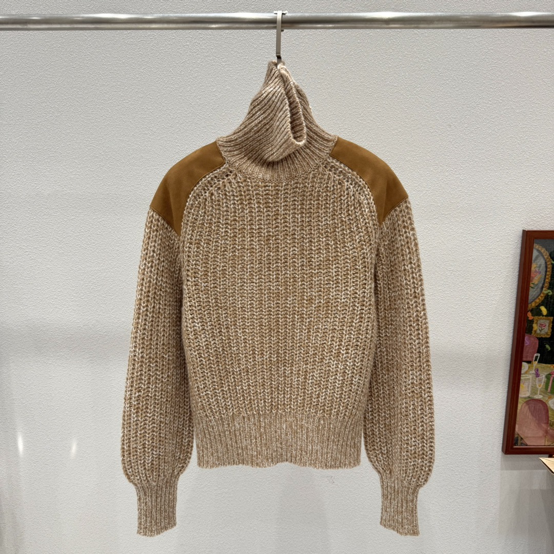 NO:463373,540L 25 autumn and winter new style, turtleneck leather cashmere sweater, high-quality cashmere material, close-fitting, comfortable, soft, skin-friendly, high-grade weight, 5 strips of hair 3 knitted tight and thick, hem waist design modification ratio, classic bright old money style, camel SML, loro piano, alexander wang19860909540L 25秋冬新款 高领拼皮羊绒衫 高品质山羊绒材质 贴身舒适软糯亲肤 高克重5条毛3针织紧密厚实 下摆收腰设计修饰比例 经典亮眼老钱风格 驼色 SML,,loro piana,alexander wang,Women's clothing