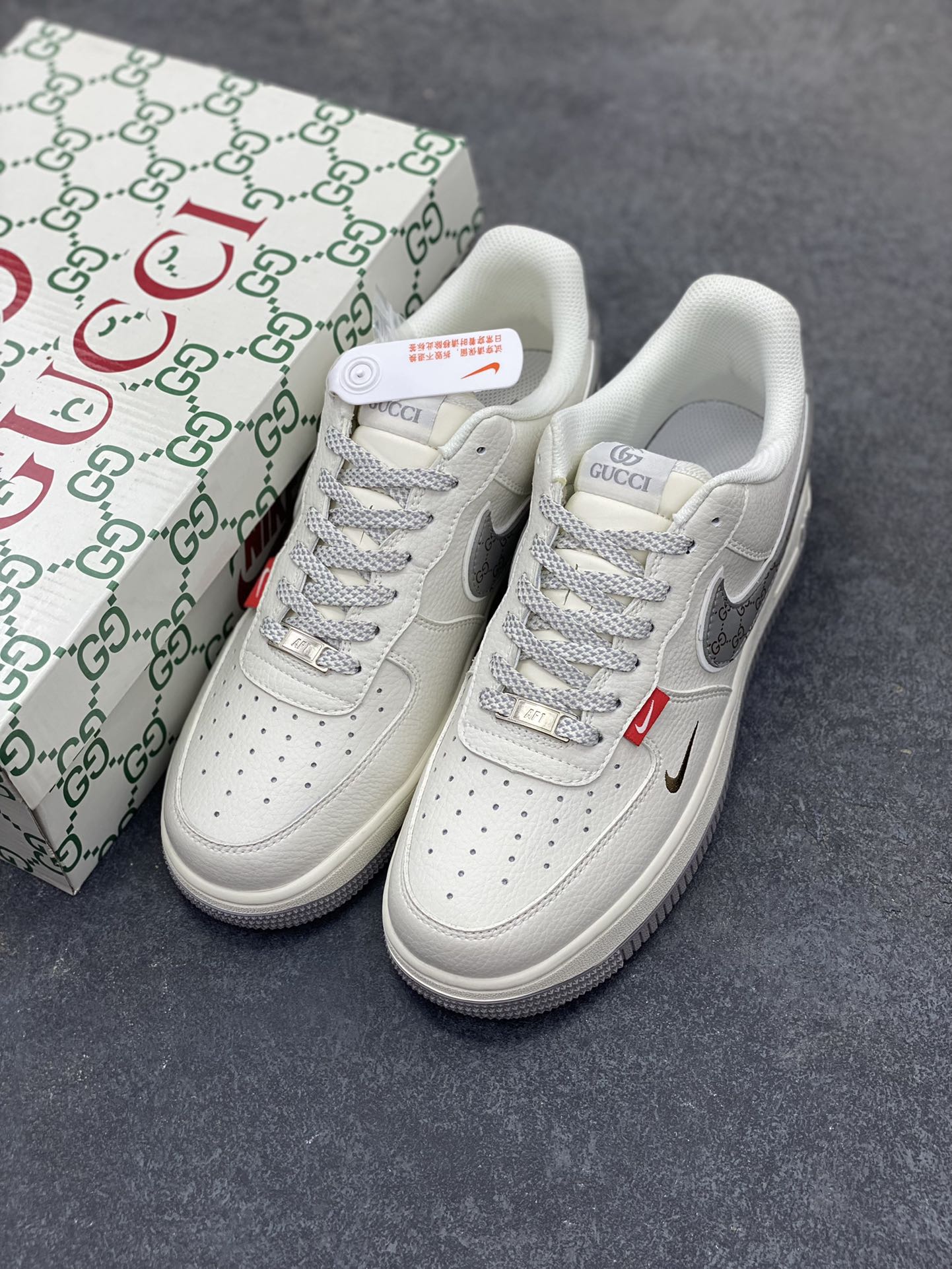 图片[8]-NIke Air Force 1 \’07 Low “古驰联名——经典灰花纹”空军一号 低帮 运动鞋 休闲鞋 折边针车 工艺难度大 原楦头原纸板 原装鞋盒 定制五金配件 内置全掌气垫 原厂鞋底 货号：CS5288-001 尺码：36 36.5 37.5 38 38.5 39 40 40.5 41 42 42.5 43 44 44.5 45-选品中心
