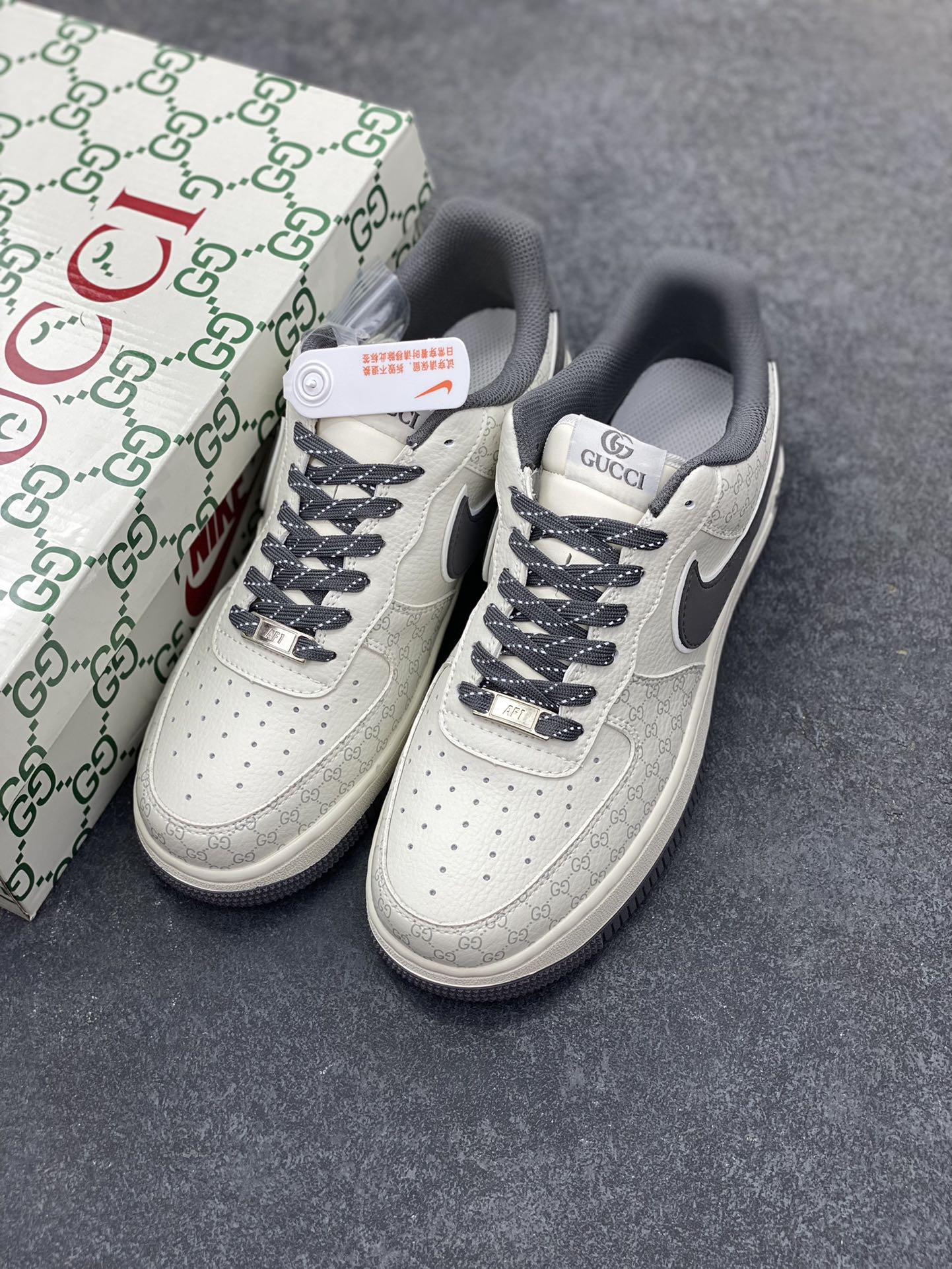 图片[8]-NIke Air Force 1 \’07 Low “古驰联名——经典灰花纹”空军一号 低帮 运动鞋 休闲鞋 折边针车 工艺难度大 原楦头原纸板 原装鞋盒 定制五金配件 内置全掌气垫 原厂鞋底 货号：CS5288-003 尺码：36 36.5 37.5 38 38.5 39 40 40.5 41 42 42.5 43 44 44.5 45-选品中心