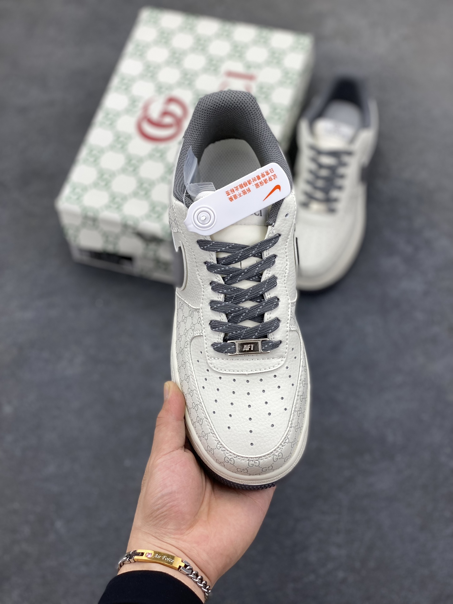 图片[2]-NIke Air Force 1 \’07 Low “古驰联名——经典灰花纹”空军一号 低帮 运动鞋 休闲鞋 折边针车 工艺难度大 原楦头原纸板 原装鞋盒 定制五金配件 内置全掌气垫 原厂鞋底 货号：CS5288-003 尺码：36 36.5 37.5 38 38.5 39 40 40.5 41 42 42.5 43 44 44.5 45-选品中心